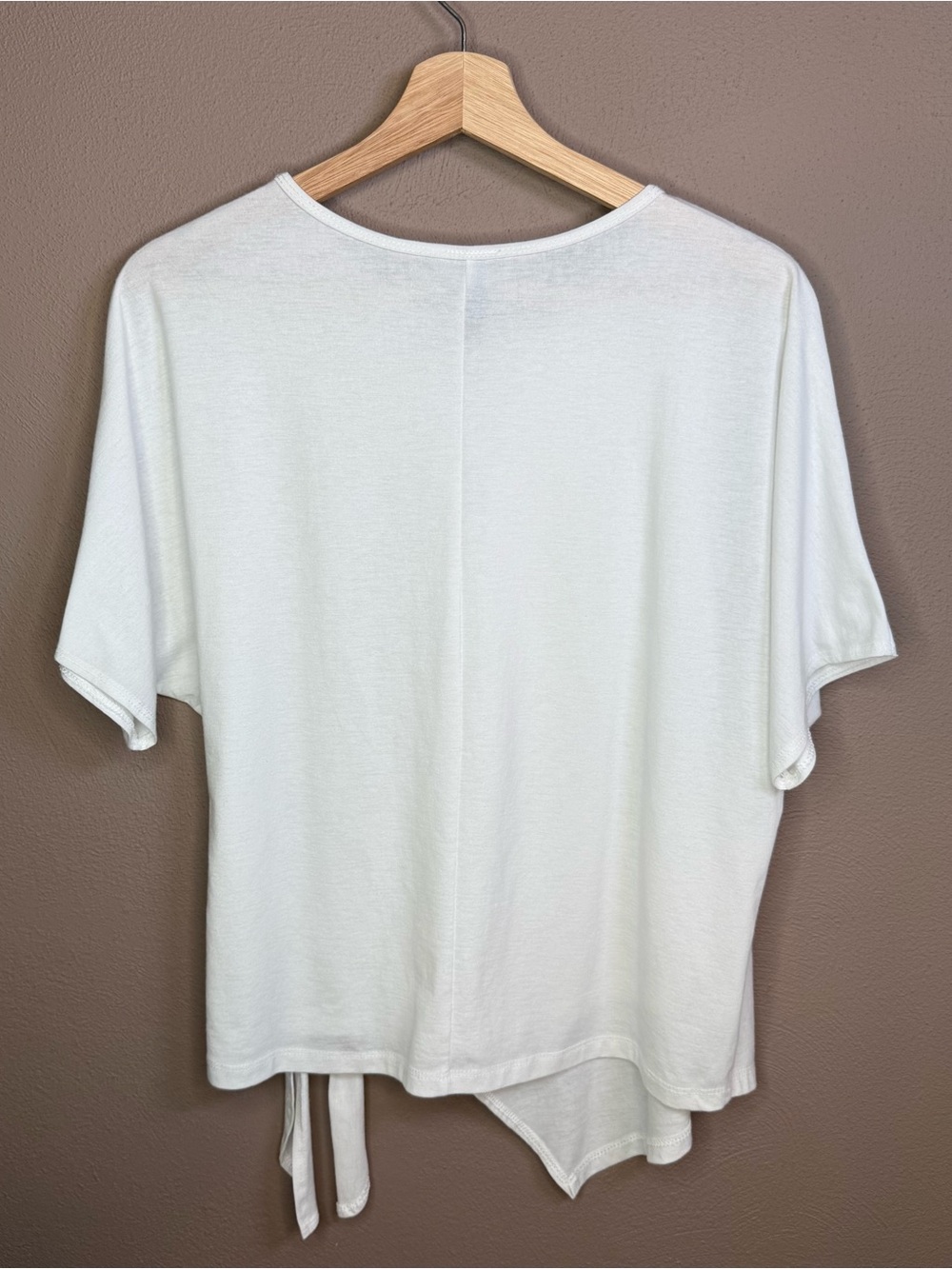 Clara Sun Woo Peach Knit Side Tie Wrap Minimalist Top in White Women's Size Med. - Picture 11 of 16